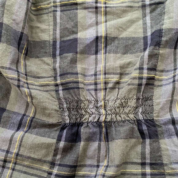 Ezekiel olive green and gold plaid button down shirt size medium - Picture 3 of 4